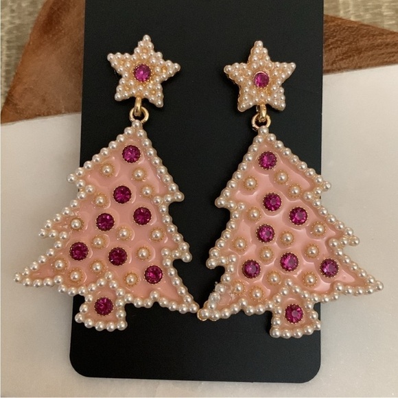 NWT Christmas Tree Star Rhinestone Holiday Earrings - Picture 2 of 5